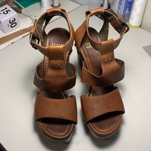 Stuart Weitzman  leather clog style platforms.